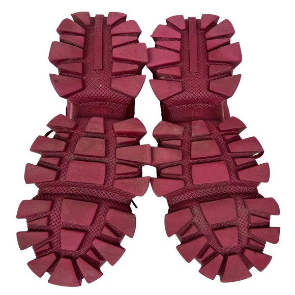 Prada Cloudburst Thunder Red Neoprene Rubber Lugged Sneakers - Picture 4 of 11